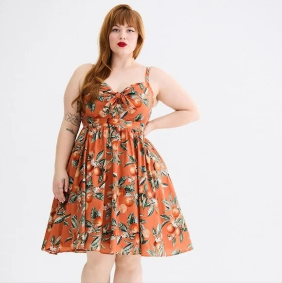 NEW Torrid Retro Chic Orange Blossom Dress Sz 0 NWOT 0X 12 14 L XL - Picture 3 of 9